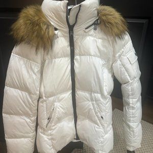 Aqua Women's Allie Faux Fur Trim Hooded Puffer Coat